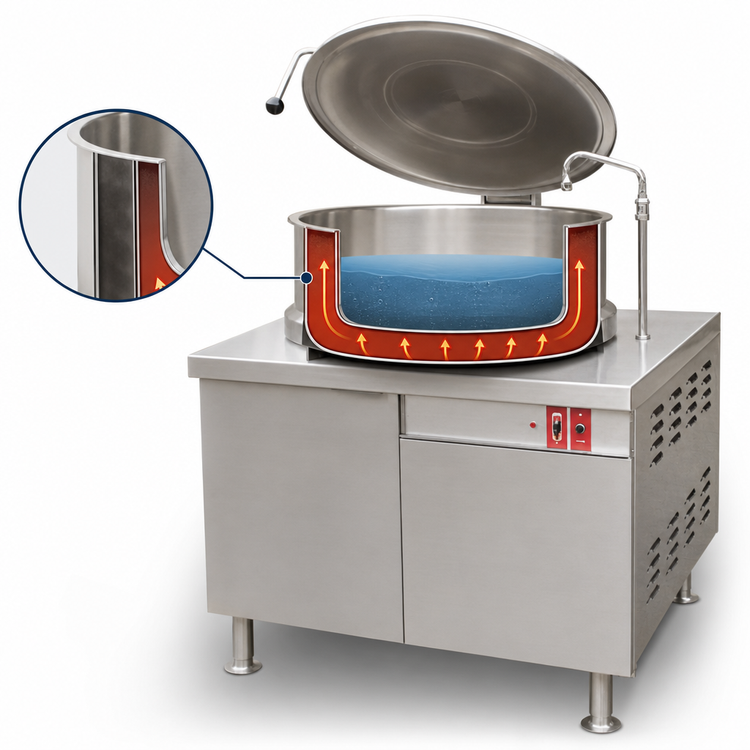 Product image #3 for Crown DMT-30 30 Gallon Direct Steam Tilting Kettle with Cabinet Base