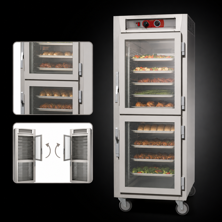 Product image #3 for Metro C5 6 Series Mobile Full-Height Heated Holding Cabinet with Dutch Double-Pane Tempered Glass Doors and Universal Adjustable Slides