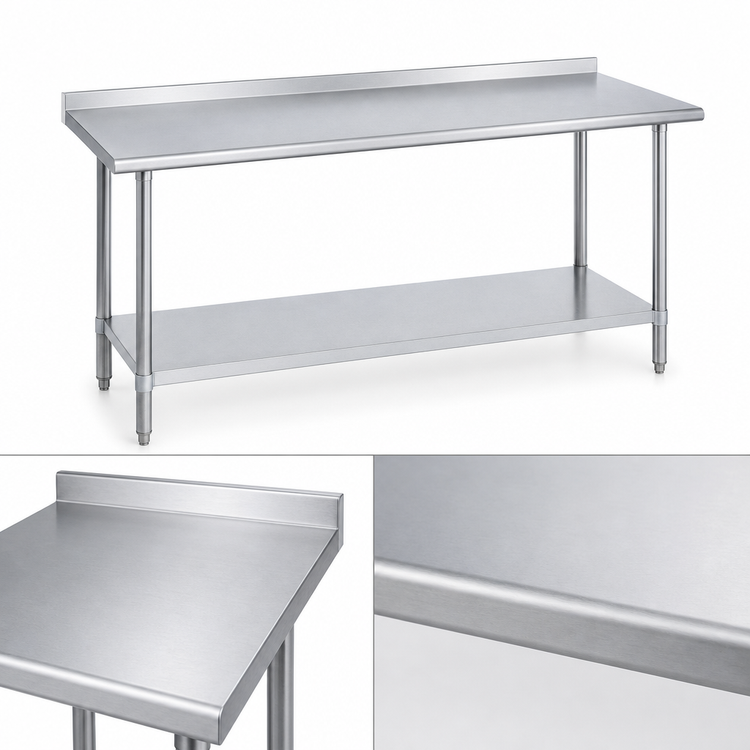 Product image #3 for Duke Supreme 314 Series Stainless Steel Work Table with 1-1/8 Inch Straight Riser and Undershelf, 30 x 144 Inches