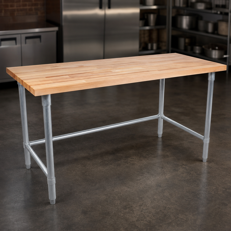 Product image #3 for John Boos 84 Inch x 24 Inch Wood Top Work Table with 1-1/2 Inch Thick Maple Top and Galvanized Base