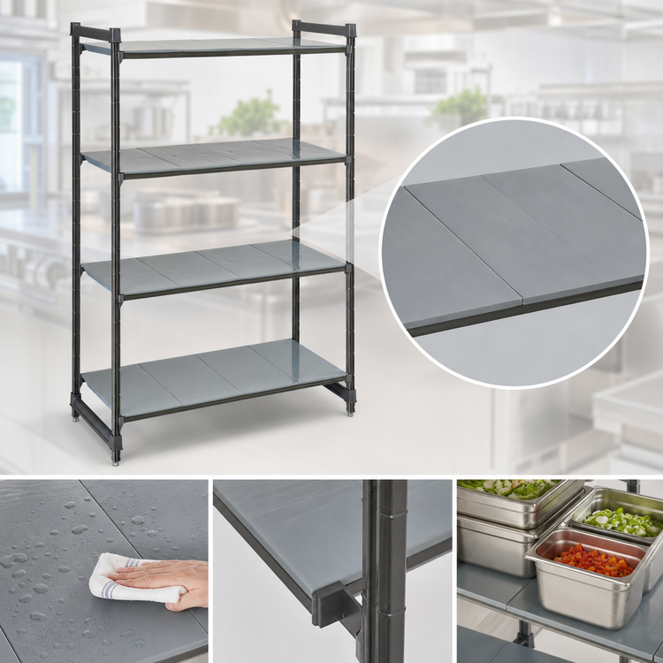 Product image #3 for Cambro Camshelving Basics Plus 4-Shelf Solid Stationary Starter Unit, 24" x 54" x 72"
