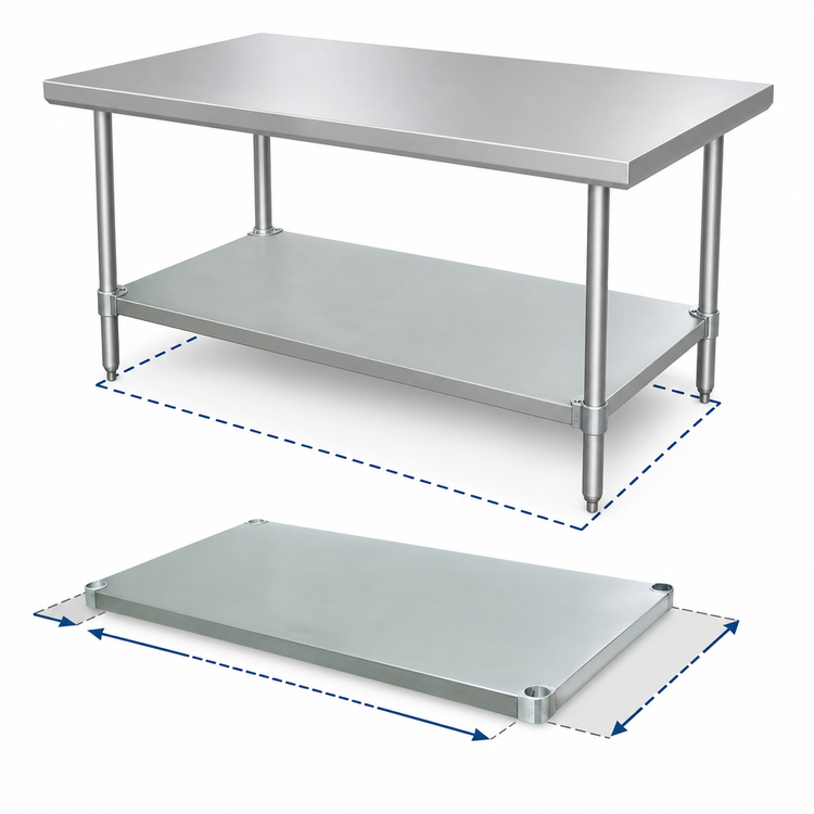 Product image #3 for Advance Tabco Galvanized Work Table Undershelf for 48"W x 30"D Tables