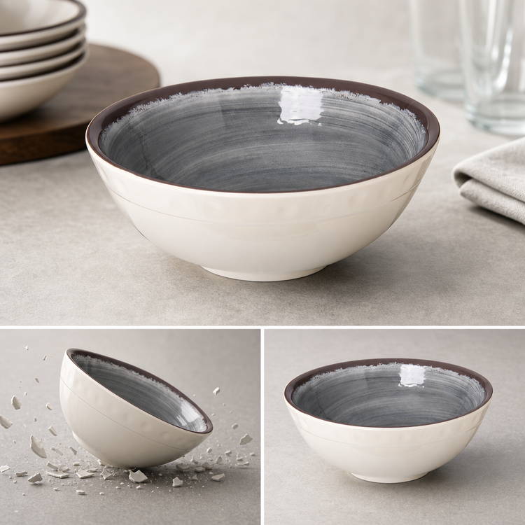 Product image #4 for Carlisle Mingle 6-Inch 17 oz Round Melamine Serving Bowl, Smoke Gray