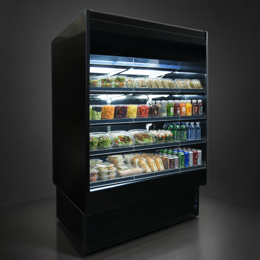 Four Lighted Shelf Rows