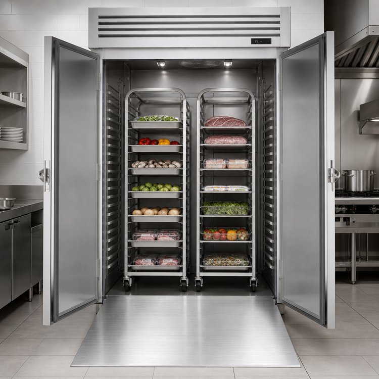 Product image #3 for Turbo Air PRO Series Two-Section Roll-In Reach-In Refrigerator with Solid Stainless Steel Doors