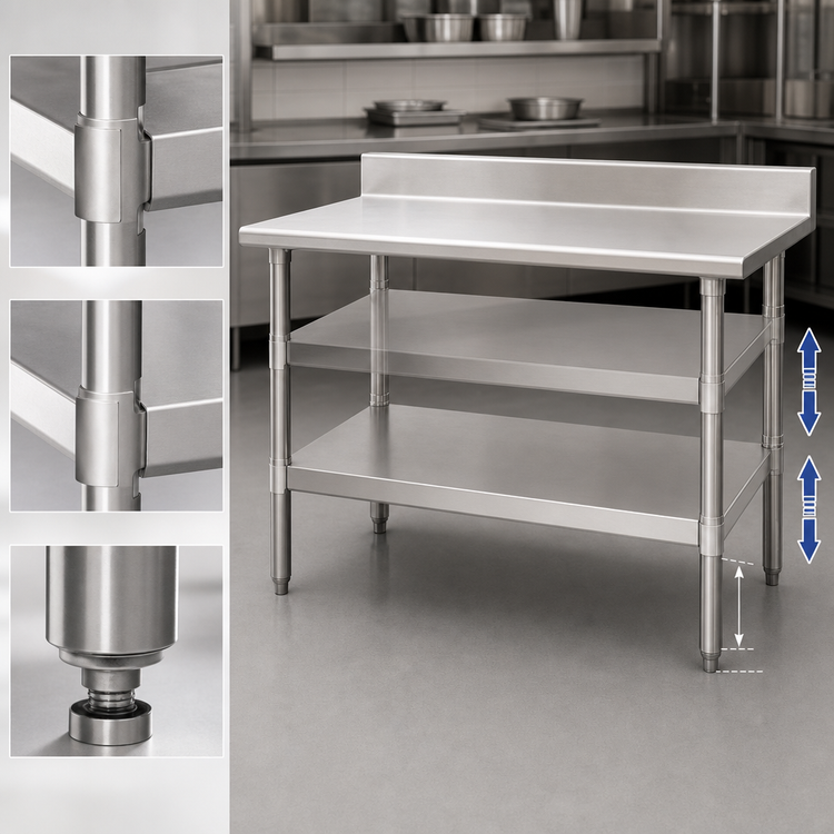 Product image #3 for Eagle Group 96-Inch x 24-Inch Adjustable 18/430 Stainless Steel Work Table Undershelf