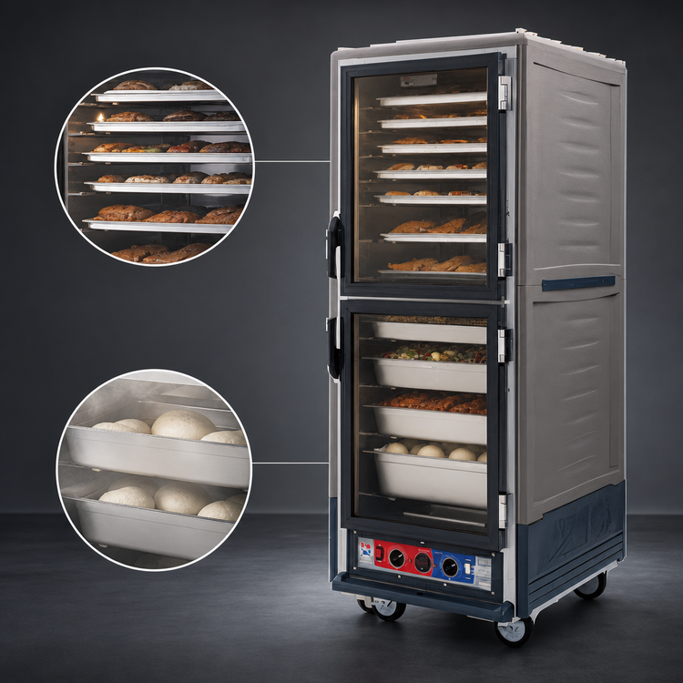Product image #3 for Metro C5 3 Series Full-Height Mobile Heated Holding and Proofing Cabinet with Dutch Clear Polycarbonate Doors, Gray
