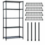 Thumbnail image #3 for Quantum WR54-2124BK-5 Stationary Wire Shelving Starter Kit, 24"W x 21"D x 54"H, 5 Shelves, Black Epoxy