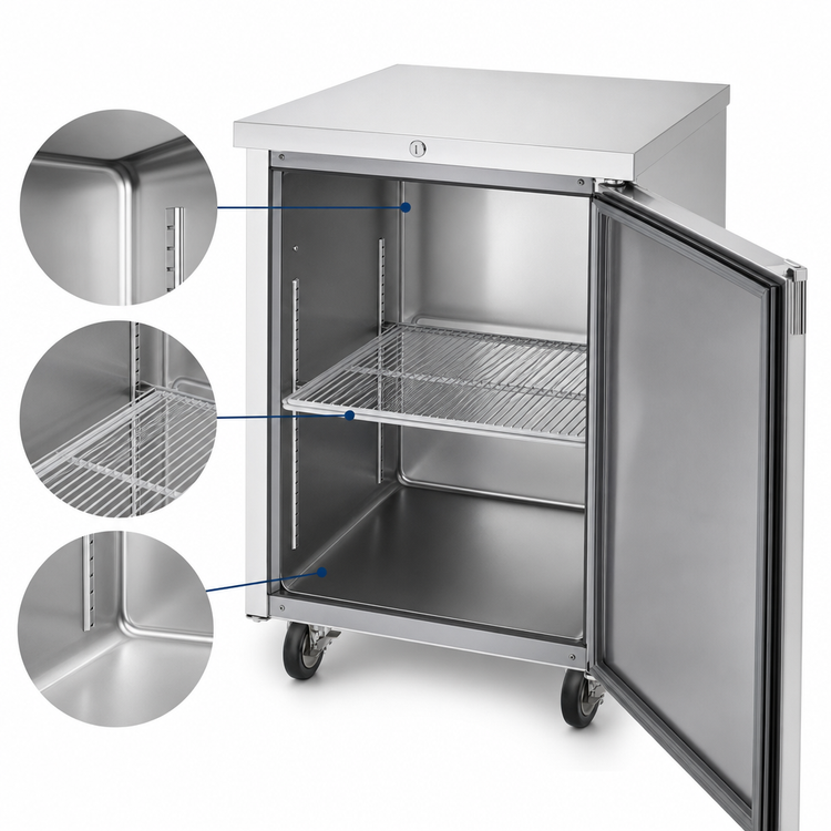 Product image #3 for Beverage-Air 24-Inch One-Section Food-Rated Refrigerated Back Bar Storage Cabinet with Solid Door, Stainless Steel