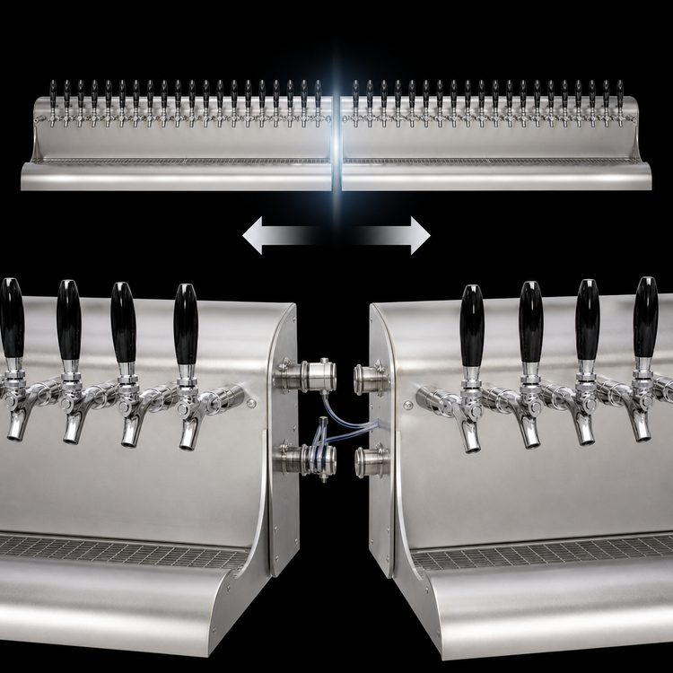 Product image #3 for Perlick 4076BK28 Modular Wall-Mount Glycol-Cooled Draft Beer Dispensing Tower, 28 Faucets
