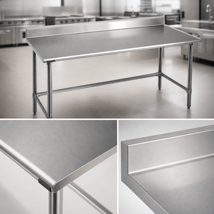 Product image #3 for Deluxe Series Stainless Steel Work Table with 4-1/2 Inch Backsplash, 84 x 30 Inches