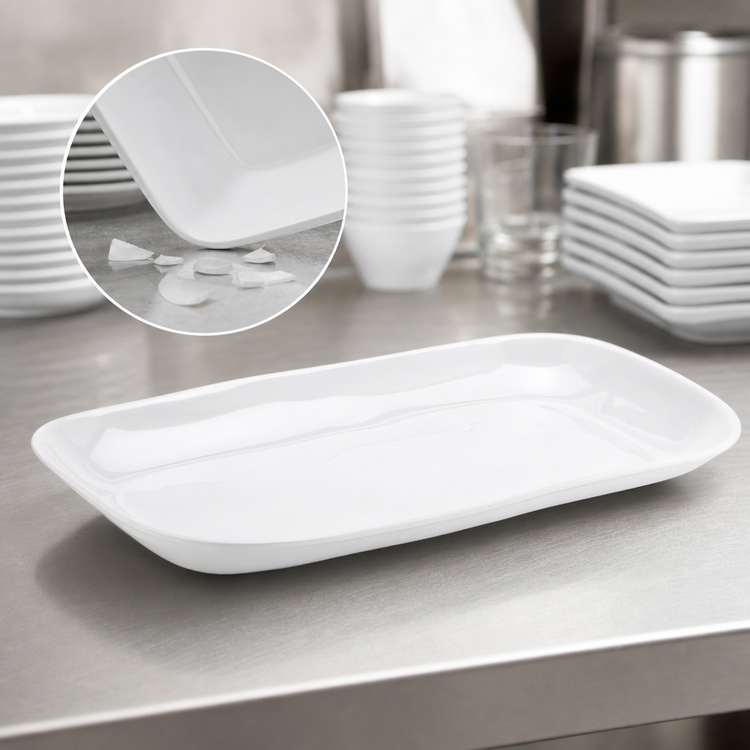 Product image #3 for American Metalcraft Crave Collection Break-Resistant 21 Inch Rectangular Melamine Serving Platter, Cloud White