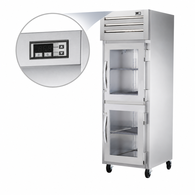Product image #3 for True SPEC SERIES One-Section Reach-In Heated Holding Cabinet with 2 Glass Half Swing Doors and 3 Chrome Shelves