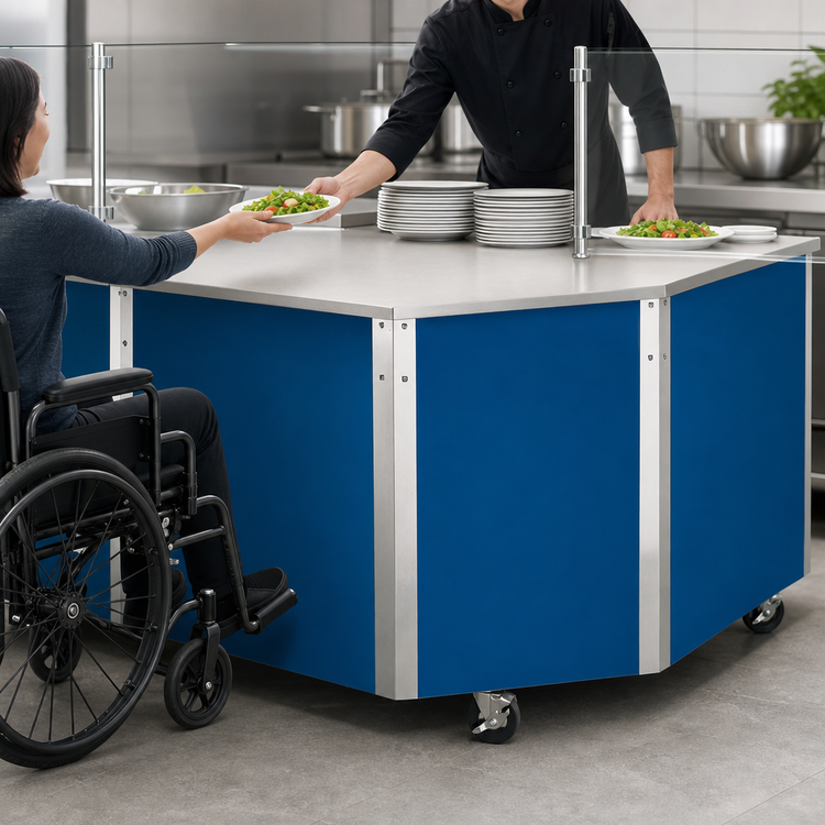 Product image #3 for 4-Series Signature Server Universal Corner Station with Stainless Steel Top and Enclosed Base, 34-Inch ADA Height