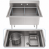 Thumbnail image #4 for KoolMore 42-Inch 2-Compartment Stainless Steel Commercial Sink with 18 x 24 x 14 Inch Bowls