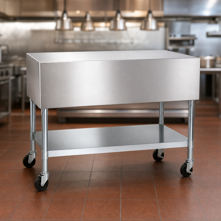 Product image #3 for Eagle Group PST-5 Mobile Utility Serving Counter with Stainless Steel Top and Open Galvanized Base
