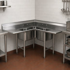 Thumbnail image #3 for Eagle Group C314-16-3-18 Corner 3-Compartment 16-Gauge 304 Stainless Steel Sink with Dual 18-Inch Drainboards