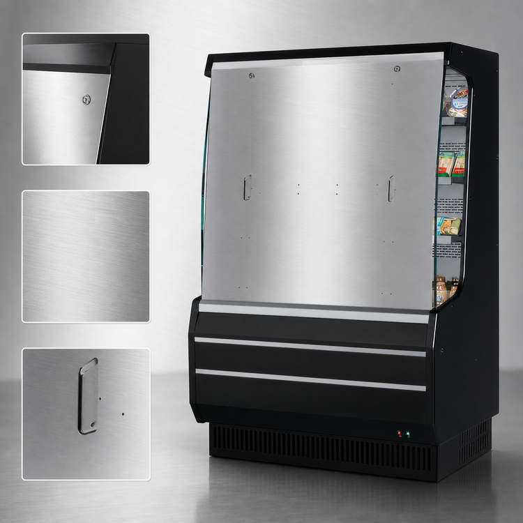 Product image #3 for Turbo Air SCS-40-M Stainless Steel Solid Security Cover for 40-Inch TOM-M Open Display Merchandisers
