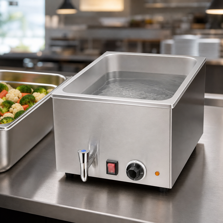 Product image #3 for Electric Countertop Wet Food Warmer, Stainless Steel, Thermostatic Controls, 1 Full-Size or 2 Half-Size Pan Capacity