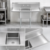 Thumbnail image #3 for Commercial 54-Inch Wide 1-Compartment Pot Sink with Left and Right Drainboards, 304 Stainless Steel