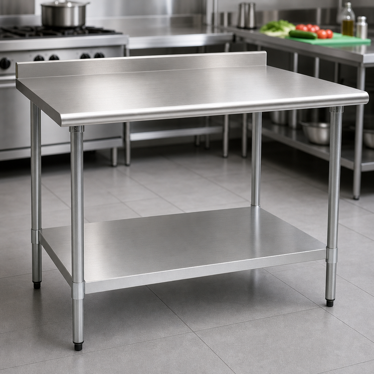 Product image #3 for Eagle Group Budget Series 72" x 30" 430 Stainless Steel Top Open Base Work Table