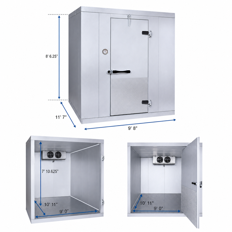 Product image #3 for Kold-Front Indoor Walk-In Cooler with Remote Refrigeration and Floor, Nominal 9' 8" x 11' 7" x 8' 6.25"