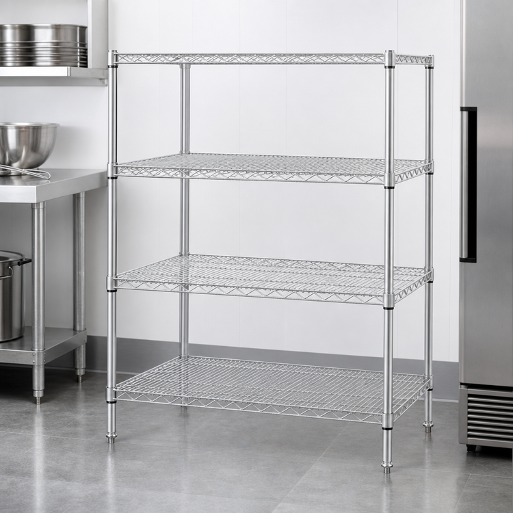 Product image #3 for Metro Super Erecta Stationary Starter Wire Shelving Unit, 42 x 21 x 63 Inches, 4 Shelves, Brite Finish