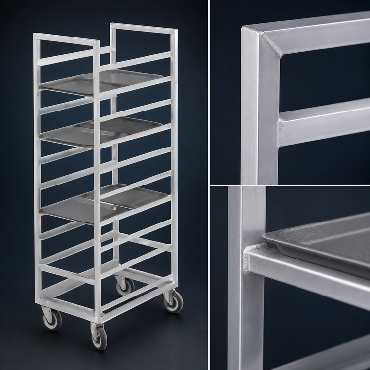 Product image #3 for Channel Manufacturing 64-Inch Standard Series Aluminum Cafeteria Tray Rack, Single Section, End Load, 36-Tray Capacity