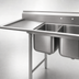 Thumbnail image #3 for Eagle Group 56-5/8-Inch Two-Compartment Floor Model Stainless Steel Sink with 18-Inch Left Drainboard