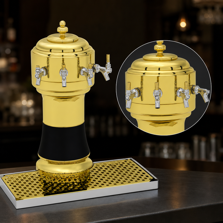 Product image #3 for Glastender Zeus 3-Faucet Glycol-Cooled Draft Dispensing Tower, Mirror Finish, Countertop Mount