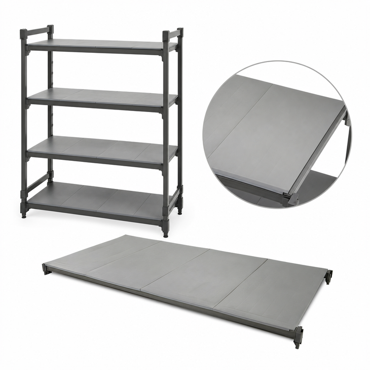 Product image #3 for Cambro Camshelving Basics Plus Stationary 4-Shelf Solid Shelf Kit, 18 x 42 Inches, Brushed Graphite