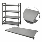 Thumbnail image #3 for Cambro Camshelving® Basics Plus CBSK1842S4580 Stationary 4-Shelf Solid Polymer Shelving Kit, 18 x 42 Inches, Brushed Graphite