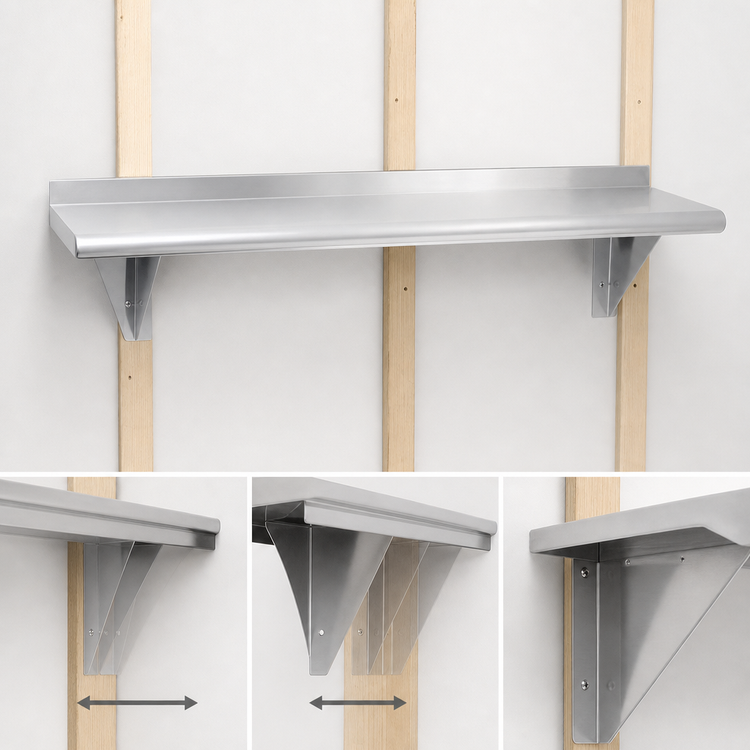 Product image #3 for Advance Tabco Special Value Series 60" x 12" Wall-Mounted Stainless Steel Shelf