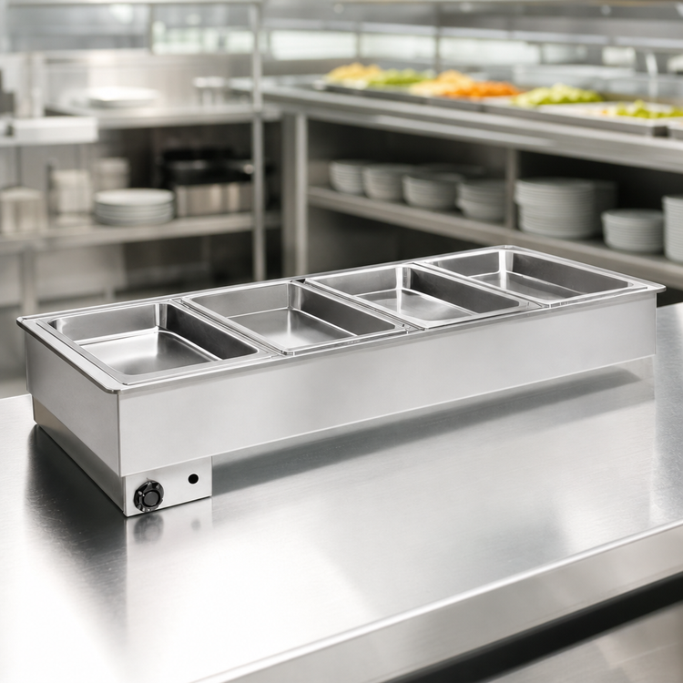 Product image #3 for Atlas Metal WH-4 4-Pan Electric Wet Bain-Marie Drop-In Hot Food Well