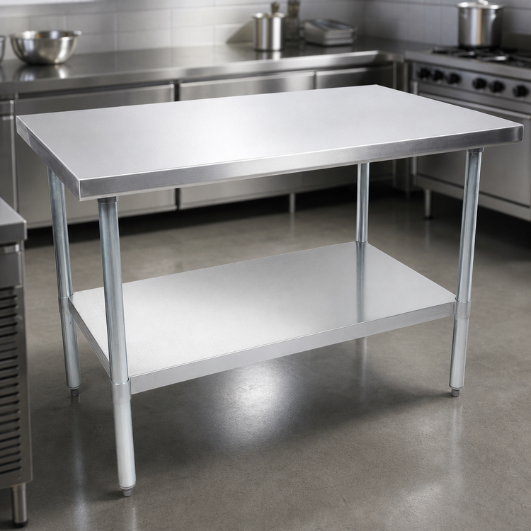 Product image #3 for John Boos Stallion 84-Inch x 24-Inch Economy Stainless Steel Work Table with Safety Edge and Undershelf