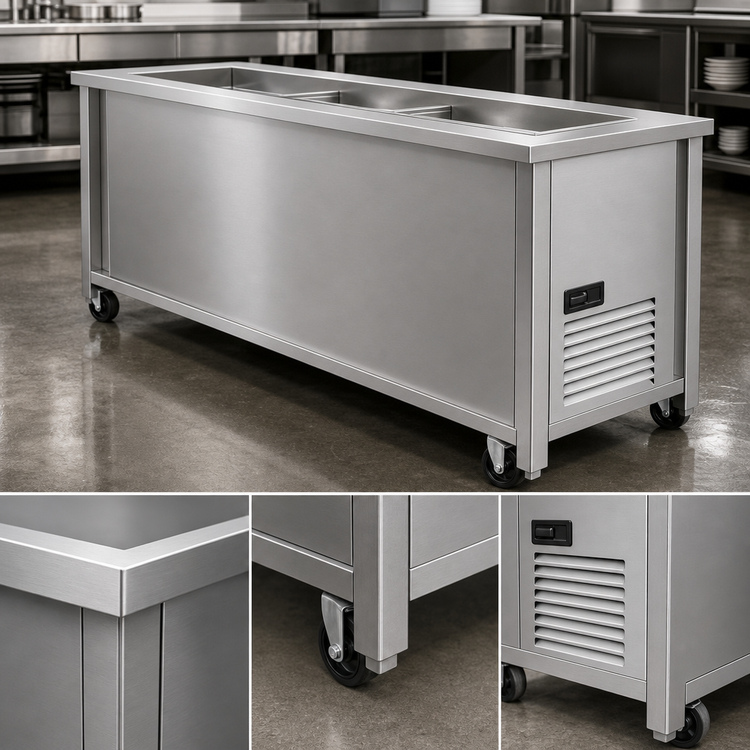 Product image #3 for DineXpress DXP3CMSL Slimline 3-Pan Mechanically Cooled Cold Food Counter