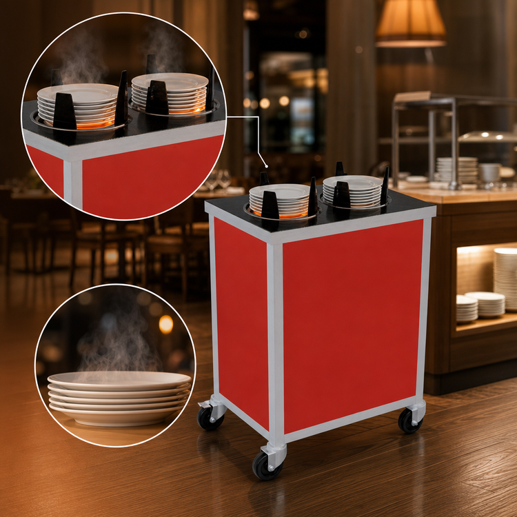 Product image #3 for Atlas Metal MEPD2H-6-1/2 Heated Mobile Plate Dispenser with Two Tubes