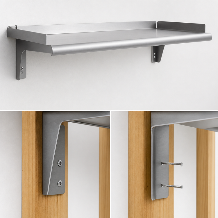Product image #3 for Eagle Snap-n-Slide 24" x 15" Wall-Mounted Stainless Steel Shelf with Rolled Front Edge