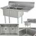 Thumbnail image #3 for Commercial 2-Compartment Pot Sink with Right Drainboard and 24 x 24 x 14-Inch Bowls