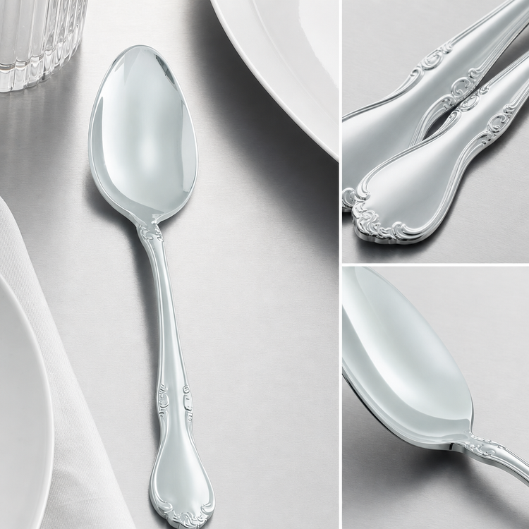 Product image #4 for Winco Chantelle 7-1/4 Inch Dinner Spoon, 18/8 Stainless Steel, Extra Heavy Weight, Mirror Finish
