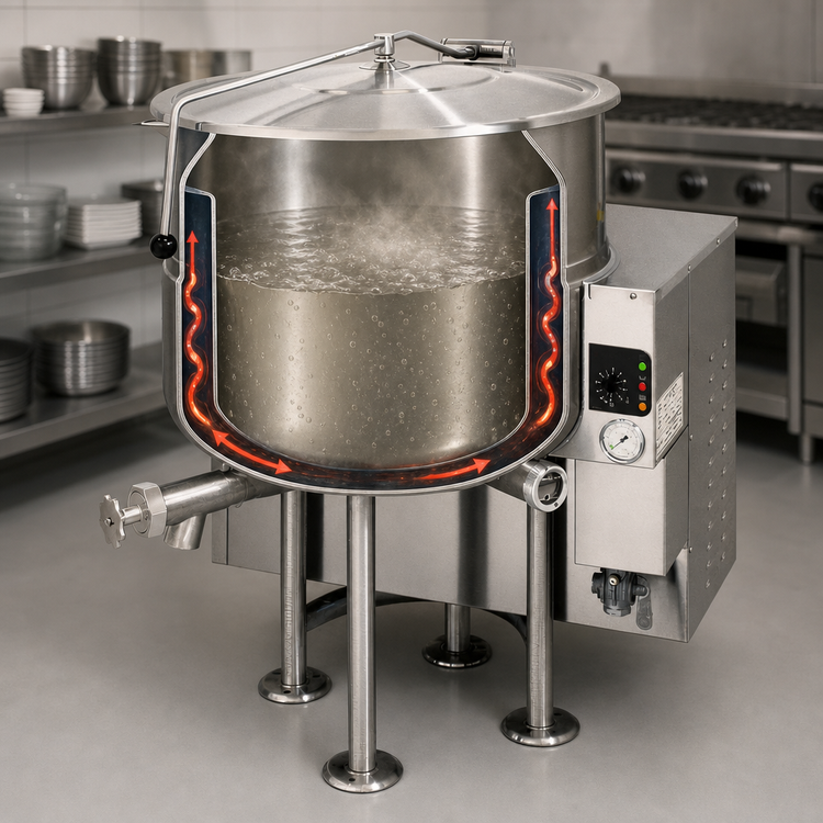 Product image #3 for Cleveland Range KGL-100 100-Gallon Gas-Fired Stationary 2/3 Steam-Jacketed Kettle