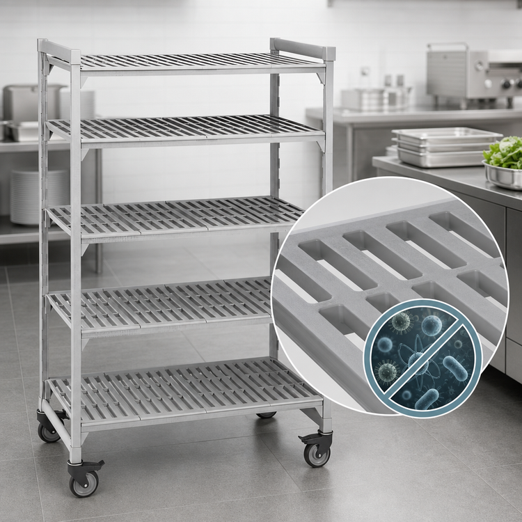 Product image #4 for Camshelving Premium 5-Tier Vented Mobile Starter Polymer Shelving Unit, 21 x 36 x 75-1/4 Inches, Speckled Gray