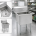 Thumbnail image #3 for One-Compartment Stainless Steel Sink with 18 x 24 x 14-Inch Bowl, 9-Inch Backsplash, and Galvanized Legs
