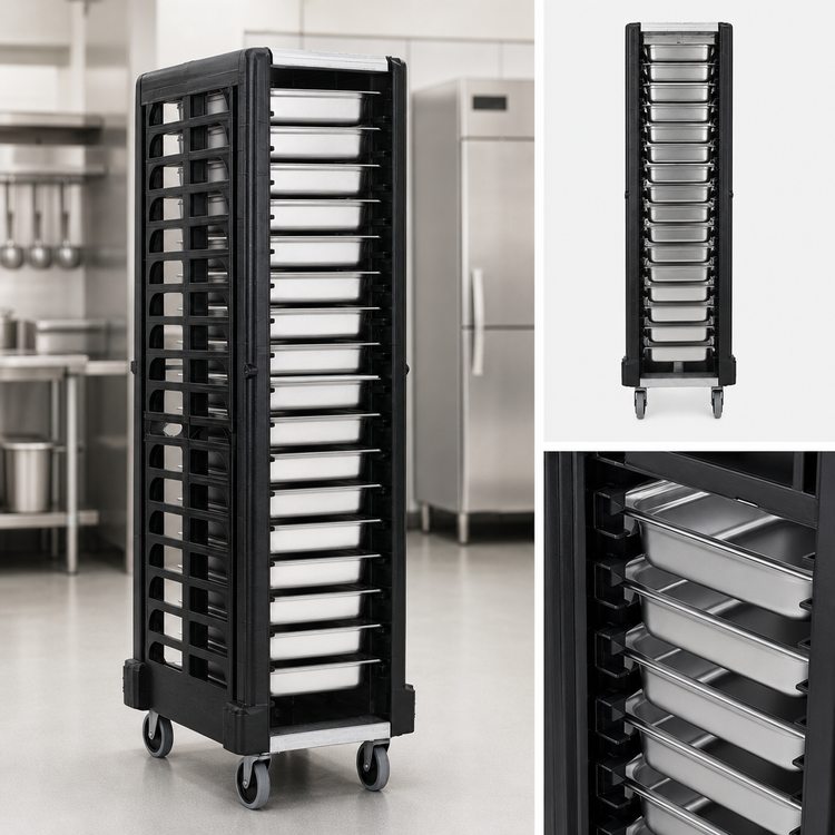 Product image #3 for Rubbermaid Commercial Max System 18-Slot End-Load Full-Size Insert Pan Rack with Casters