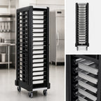 Thumbnail image #3 for Rubbermaid Commercial Products Max System FG331700BLA 18-Slot End-Loading Full-Size Insert Pan Rack, Plastic, with Casters