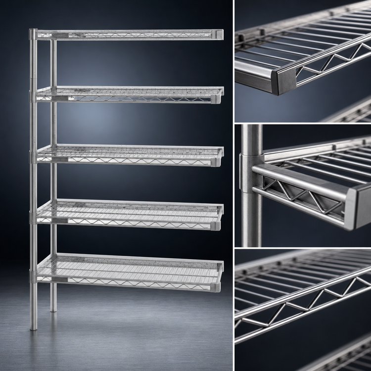 Product image #3 for Eagle Group 5-Tier Add-On Wire Shelving Unit with QuadTruss, 24 x 18 x 86 Inches, Stainless Steel Finish
