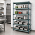 Thumbnail image #3 for Quantum 5-Tier Stationary Wire Shelving Unit with Plastic Mats, 60 x 18 x 63 Inches, Green Epoxy Coated