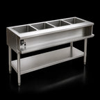 Thumbnail image #3 for Eagle Group AWTP4-NG 4-Pan Natural Gas Water Bath Steam Table, 63-1/2-Inch, Stainless Steel, Open Base With Undershelf
