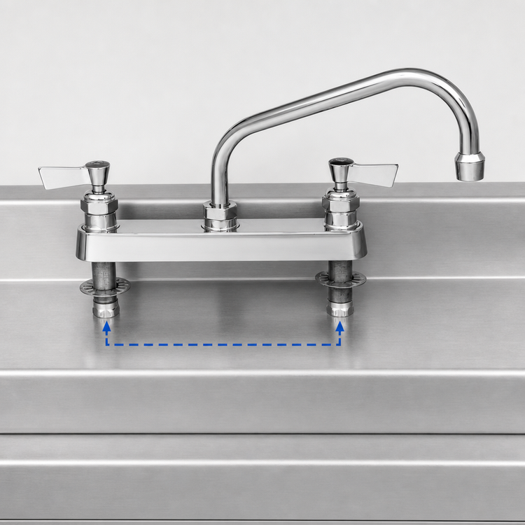 Product image #3 for Fisher Stainless Steel Deck-Mount Manual Faucet with 12-Inch Swing Spout, 8-Inch Centers