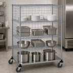 Thumbnail image #3 for Quantum WRCS4-74-2436EP Enclosed Mobile Wire Shelving Cart, 4 Shelves, 1200 lb Capacity, 36 x 24 x 80 Inches, Chrome Finish